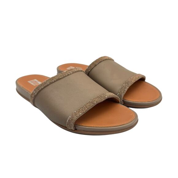 FitFlop Gracie Opul-Trim Leather Slides Sandals - Picture 4 of 11